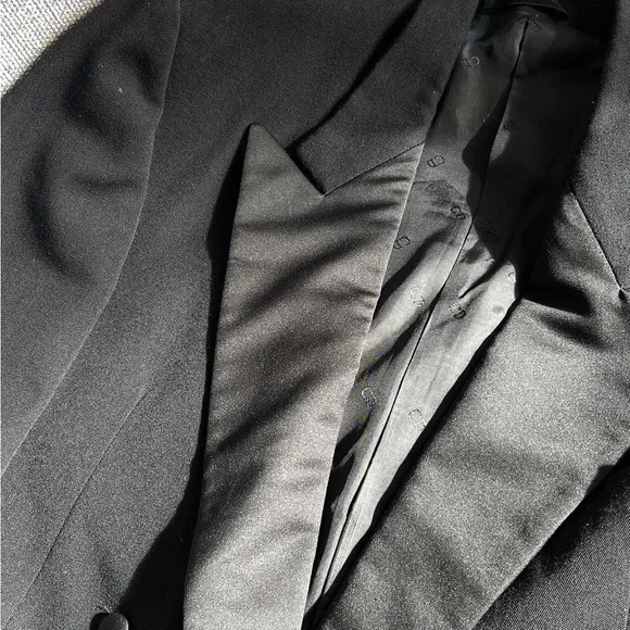 Vintage Christian Dior Monsieur Tuxedo Double Breasted Wool Blazer Jacket. Black - Picture 3 of 7